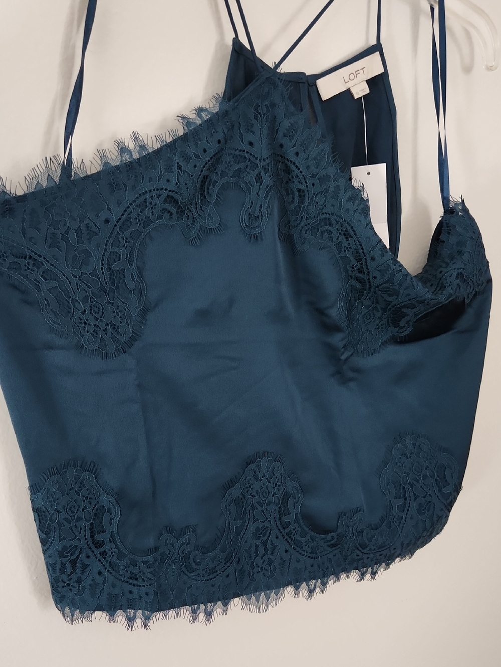 LOFT Teal Lace-Trim Halter Cami